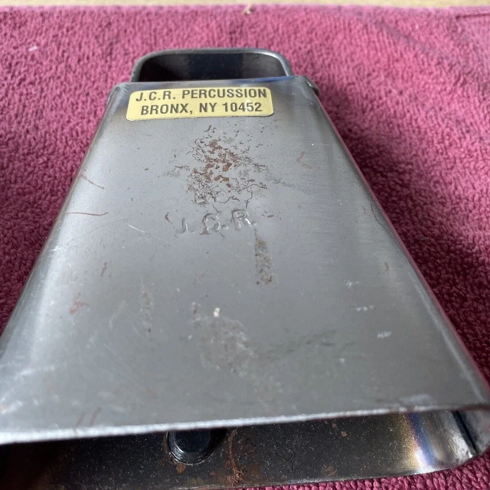 VIntage JCR Percussion Small CHA CHA‎ Cowbell Stamped Stickers, Pearl Half Moon